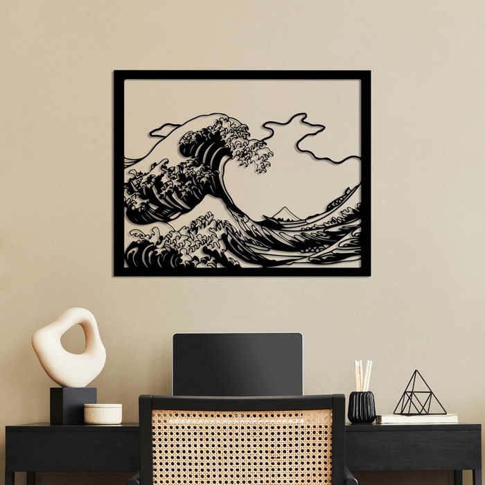 Wallity Hokusai Escultura de Pared de Metal Negra Wallity Hokusai Escultura de Pared de Metal Negra